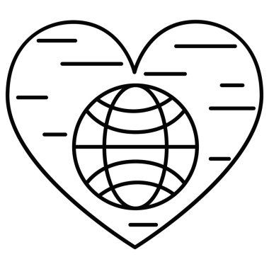 Gezegen ve kalp satırı simgesi