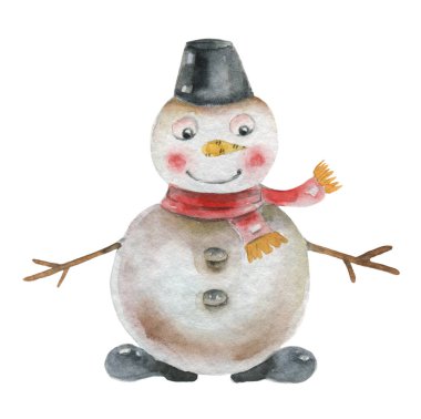 Suluboya giyinmiş kardan adam