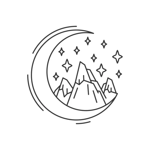 Nouvelle lune et montagne de nuit — Image vectorielle
