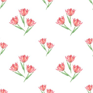 Suluboya pembe lale deseni