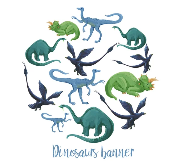 Dinosaurier cirkel banner — Stockfoto
