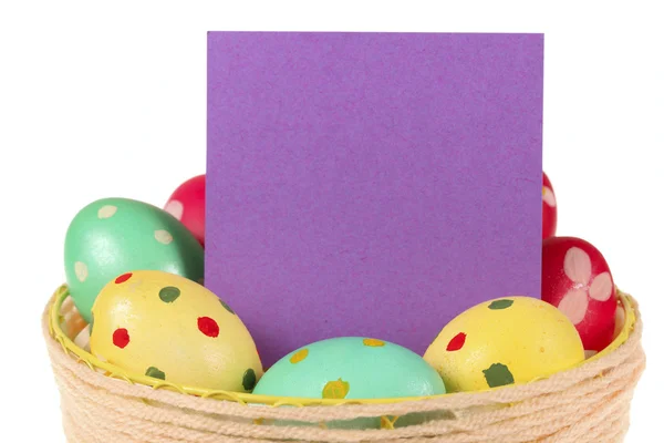 Basket of colorful Easter eggs — Stock Photo, Image