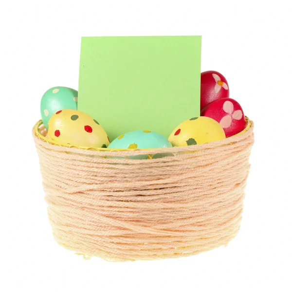 Basket of colorful Easter eggs — Stock Photo, Image