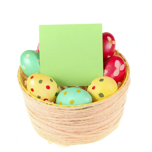 Basket of colorful Easter eggs — Stock Photo, Image