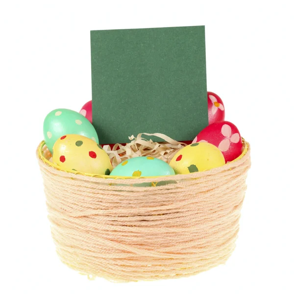 Basket of colorful Easter eggs — Stock Photo, Image