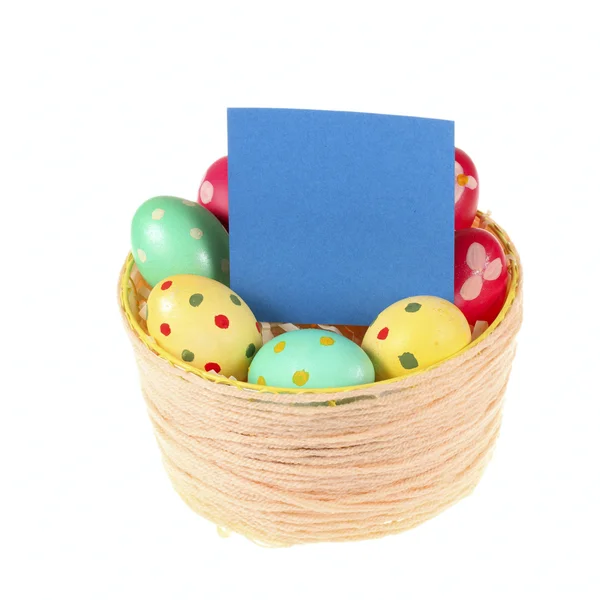 Basket of colorful Easter eggs — Stock Photo, Image