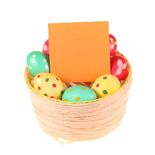 Basket of colorful Easter eggs — Stock Photo, Image