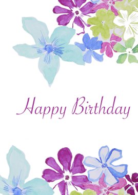 Handpainted suluboya çiçek kartı