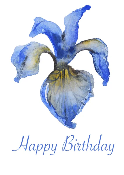 Handpainted watercolor Iris flowers card — Stock Photo, Image