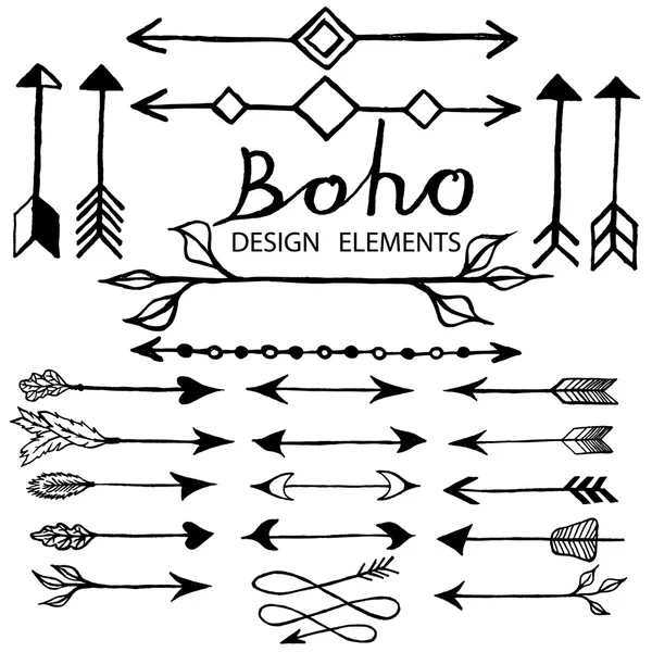 Boho doodle design elements — 스톡 벡터