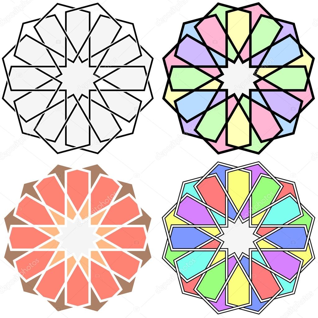 Set of multicolored Islamic patterns. The ancient Arabic pattern. In the style of Morocco