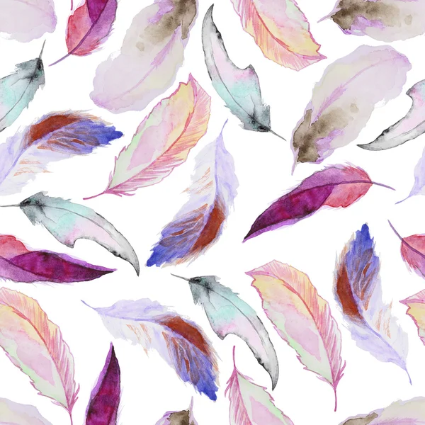Watercolor pattern with feathers — Stock Photo, Image