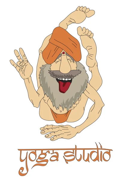 Grappige Indiase Yogi Man — Stockvector