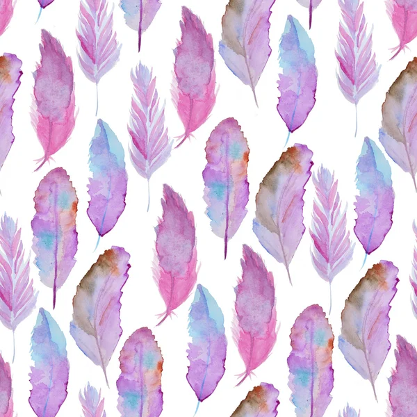 Watercolor pattern with feathers — Stock Photo, Image