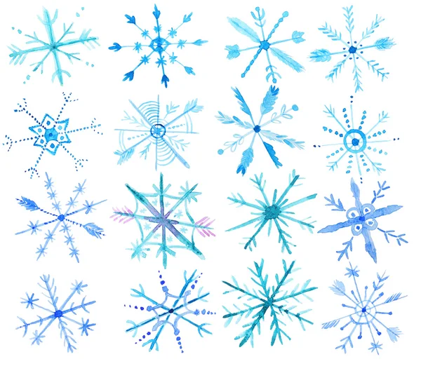 Watercolor snowflakes set — Stock Photo, Image