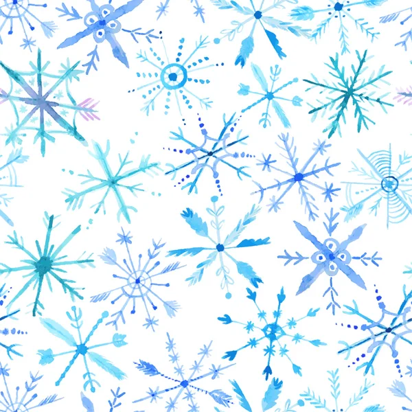 Aquarel sneeuwvlokken patroon — Stockvector