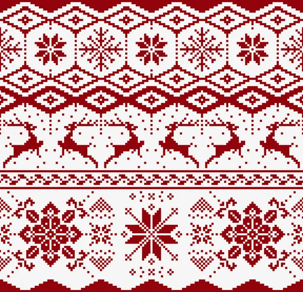 Christmas knitted seamless pattern — Stock Vector
