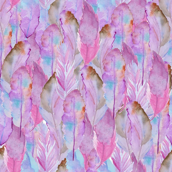 Watercolor pattern with feathers — Stock Photo, Image