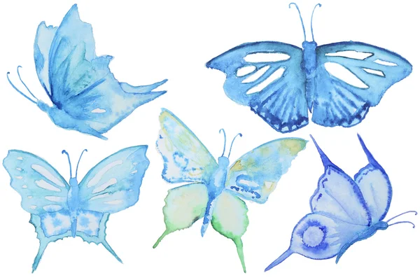 组的水彩蝴蝶 — 图库照片