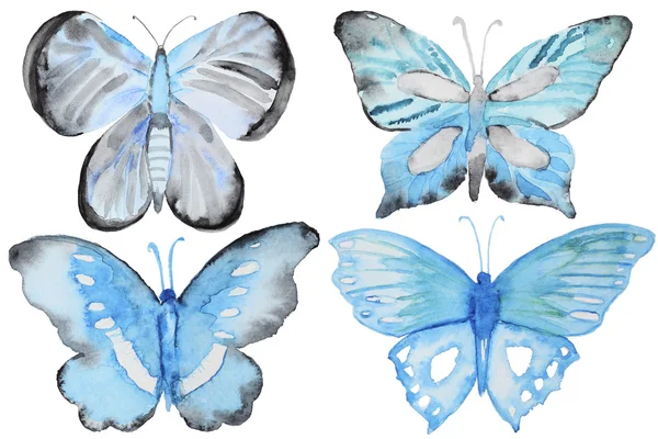 Набір акварельних метеликів — стокове фото