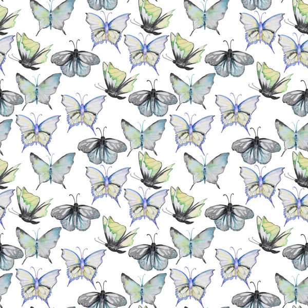 蝶と水彩画のパターン — ストック写真