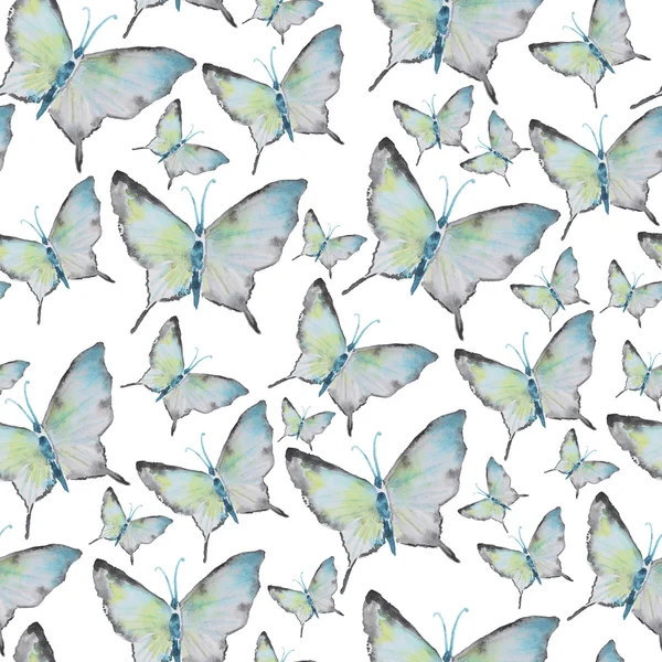 Watercolor pattern with batterfly — Stock Photo, Image