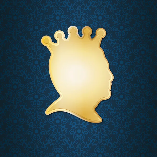 Profile of a man wearing a crown — Stock Vector