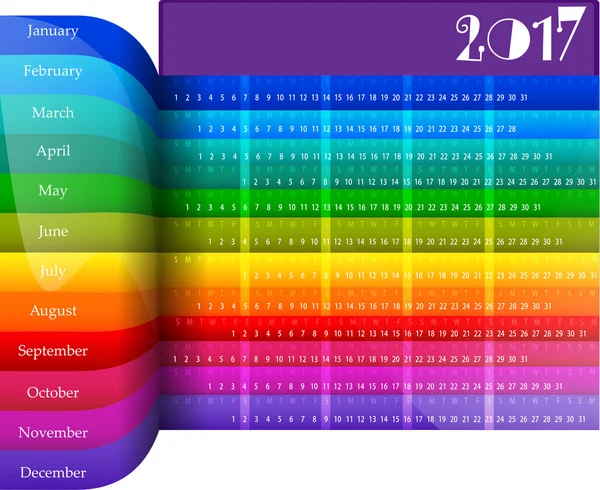 Mutlu yeni yıl 2017 renkli takvim — Stok Vektör