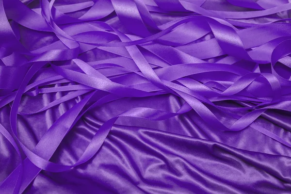 Purple satin ribbons — Stock Photo, Image