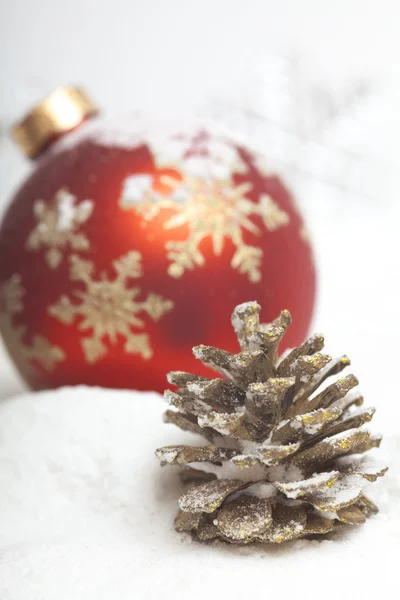 Christmas ball with red bow — Stock Photo, Image