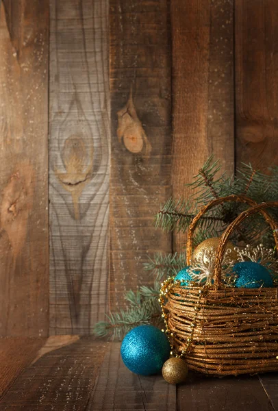 Christmas decoration on wooden plank. — Stock Photo, Image