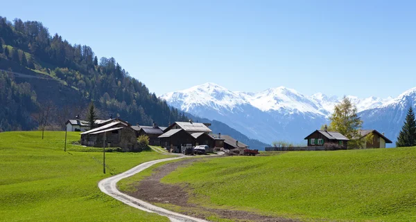 Liten gård i schweiziska Alperna — Stockfoto