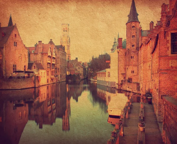 Bruges bersejarah centreat malam — Stok Foto