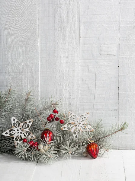 Fir branch with Christmas decorations — Stock Photo, Image