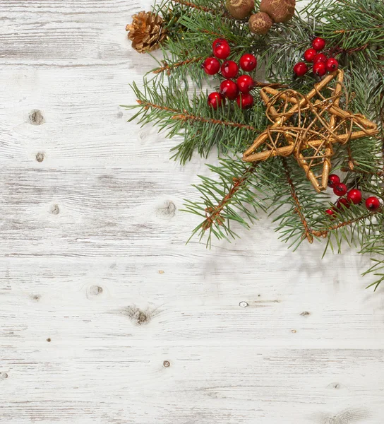 Tak van de zilverspar met kerstversiering — Stockfoto