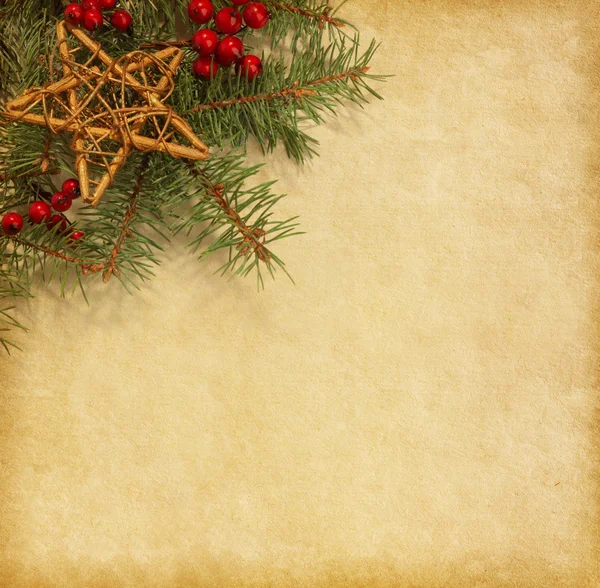 Fir branch with Christmas decorations — Stock Photo, Image