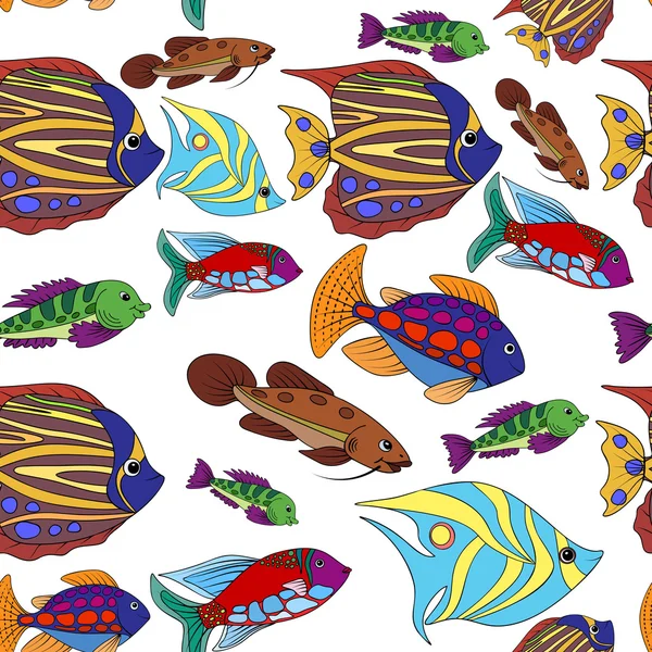 Patrón inconsútil de peces abstractos — Archivo Imágenes Vectoriales