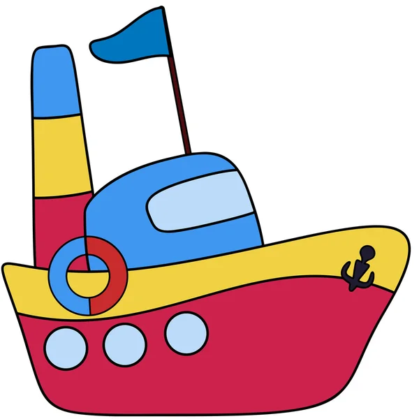 Childlike drawing ship — Stock Vector