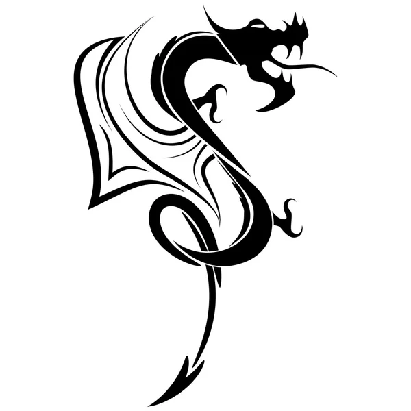 Dragon noir et blanc — Image vectorielle