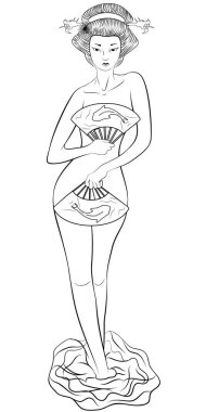 Çıplak Japon kadın, vektör illüstrasyonu EPS 8
