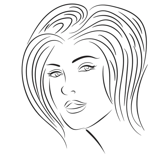 Retrato Lineal Chica Género Minimalismo Ilustración Vectorial Eps — Archivo Imágenes Vectoriales