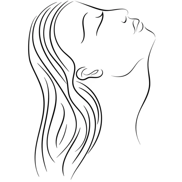 Retrato Lineal Chica Género Minimalismo Ilustración Vectorial Eps — Archivo Imágenes Vectoriales