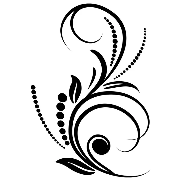 Remolino floral de color negro — Vector de stock