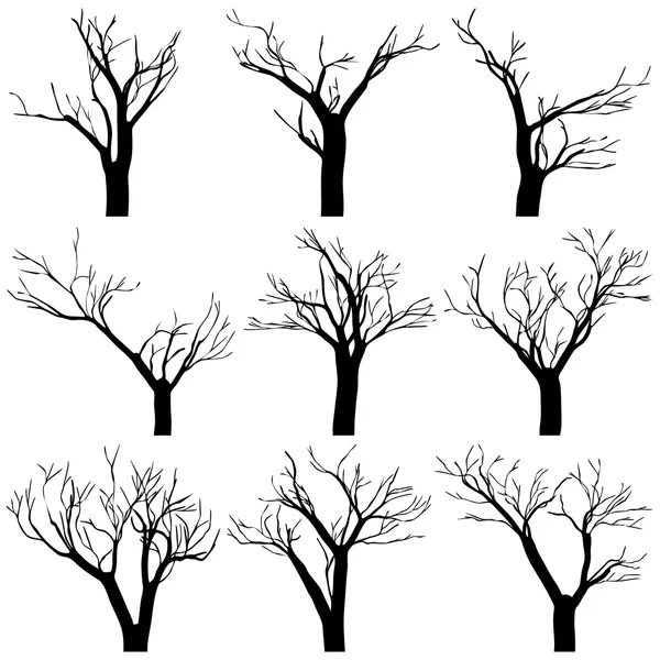 Set black trees — 图库矢量图片