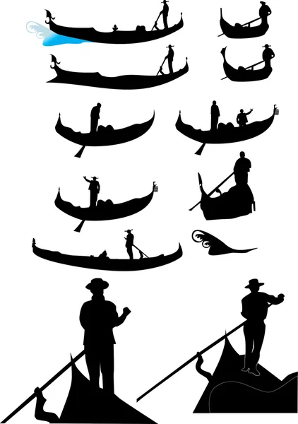 Les silhouettes des gondoles — Image vectorielle