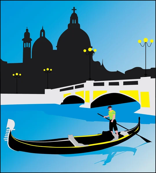 Venecia gondolero vector — Archivo Imágenes Vectoriales