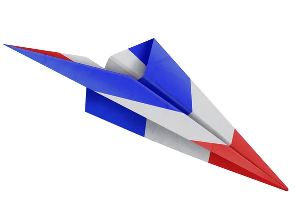 Ilustrace Papírového Letadla Vlajkou Země Francie — Stock fotografie
