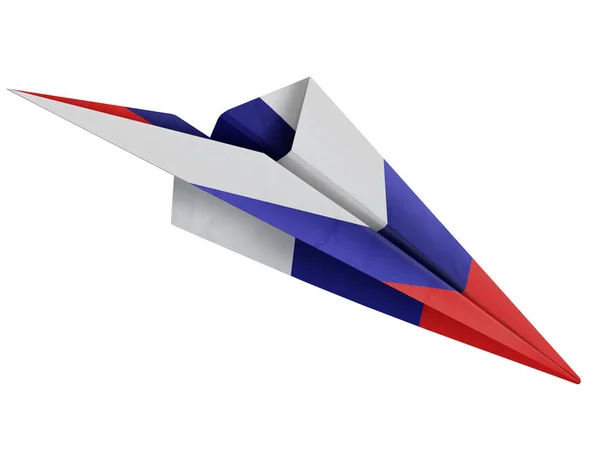 Illustration Eines Papierflugzeugs Mit Der Flagge Des Landes Russland — Stockfoto