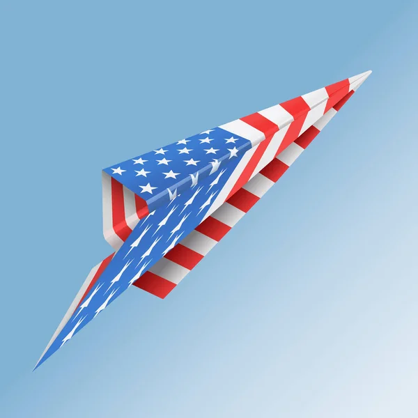 Avion Papier Avec Drapeau Pays Usa Vecteur — Image vectorielle