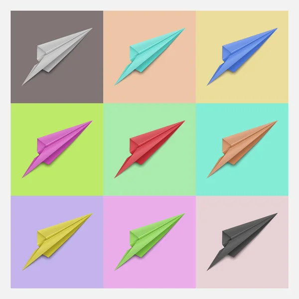 Oyuncak Renkli Kağıt Uçaklar Vektör Arka Planı — Stok Vektör